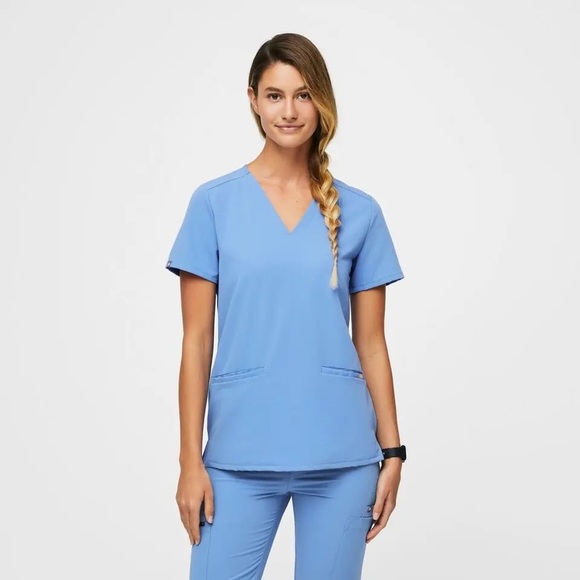 Figs Women's Blue Scrub Top - Picture 1 of 5